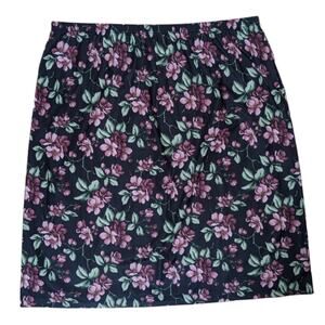 90s floral elastic waist midi skirt